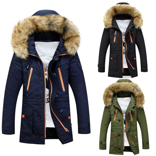 Herren Winterparka mit abnehmbarer Kapuze und praktischem Taschen-Design EB