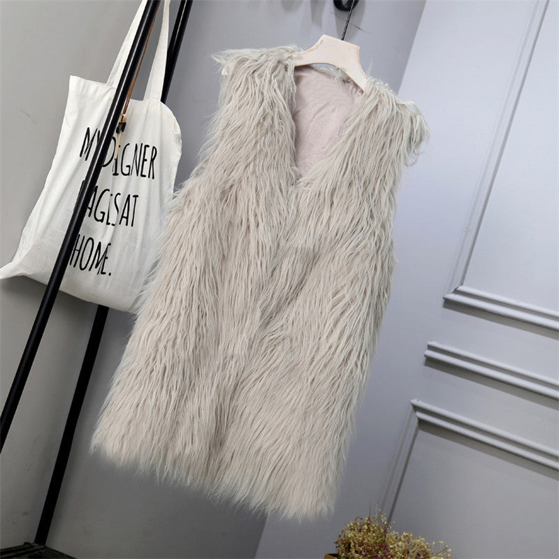 Damen Modische Kunstfell-Weste im trendigen Oversized-Schnitt EB