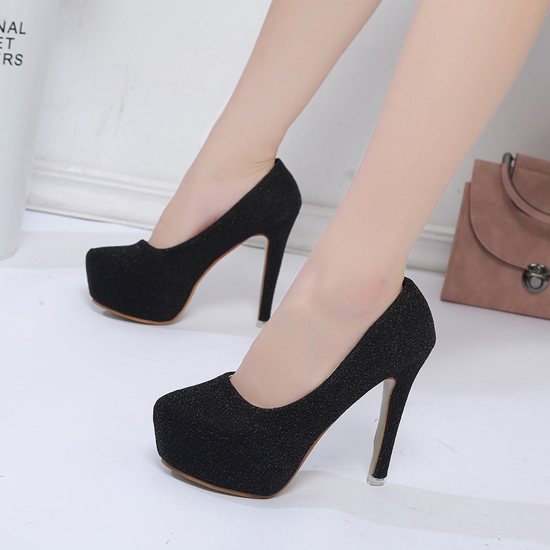 Damen elegante Glitzer-Pumps mit hohem Absatz und komfortablem Fußbett EB