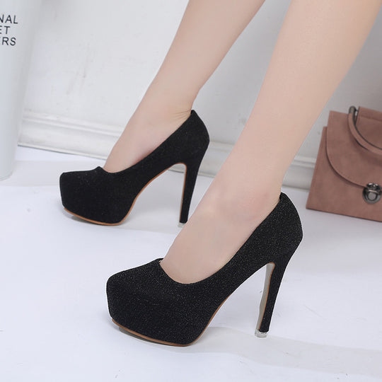 Damen elegante Glitzer-Pumps mit hohem Absatz und komfortablem Fußbett EB