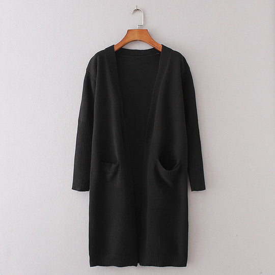 Damen Long-Cardigan mit offenen Fronten und praktischen Eingrifftaschen EB