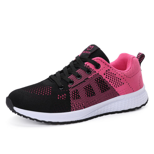 Damen nan leichtgewichtiger Strick-Freizeitsneaker mit Wabenperforation, schockabsorbierender Schaumsohle und gepolstertem Fersenkragen EB
