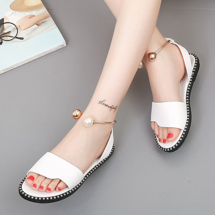 Damen Sandalen mit elegantem Leopardenmuster und dekorativem Fußkettchen EB