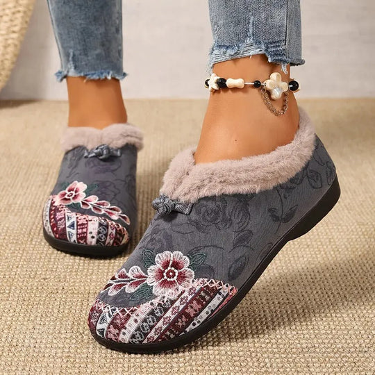 Warme, weiche Schuhe für Damen mit zartem Blumenprint EB EB