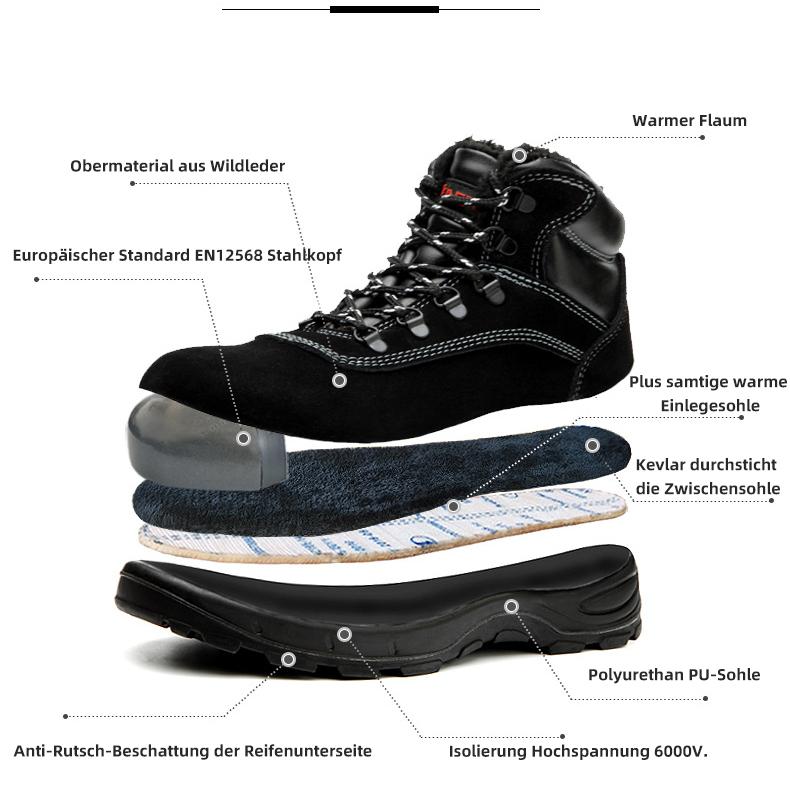 Wasserdicht Arbeitsschuhe Stahlkappe Schutzschuhe Warm Gefüttert Sicherheitsstiefel EB