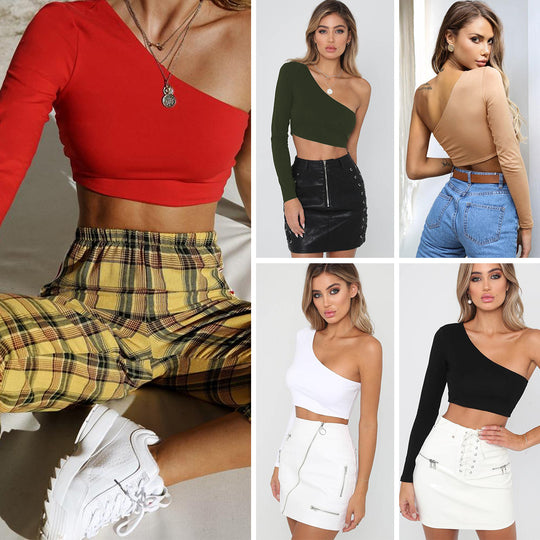 Damen Schulterfreies Crop-Top EB