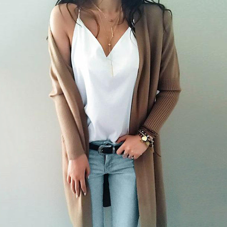 Damen Strickmantel mit tiefen Taschen und minimalistischer Silhouette EB
