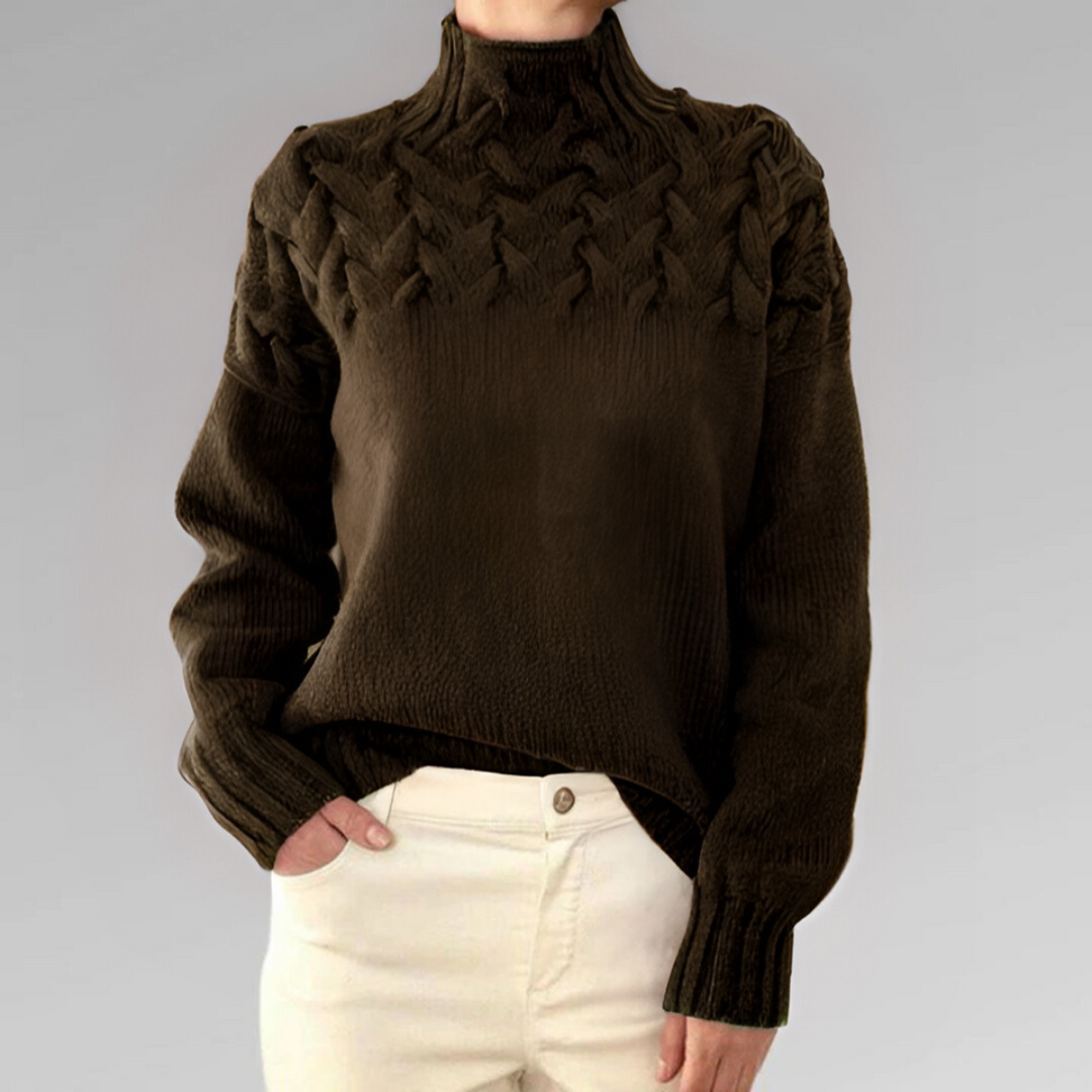 EB | Damen-Rollkragenpullover mit Zopfmuster