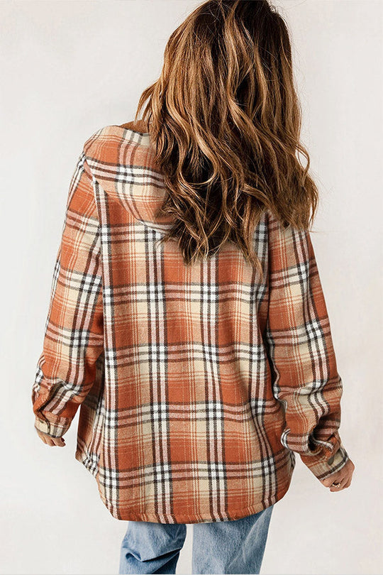 EB | Knopf Sherpa gefütterte Kapuzen-Flanelljacke
