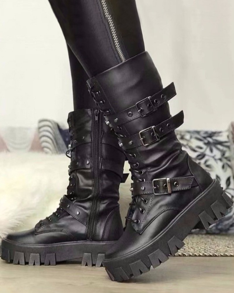 EBMode | Stiefel Mit Reißverschluss Und Schnallen