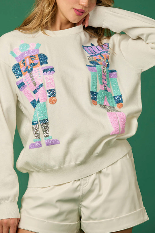 EB | Weihnachtssoldat Pailletten Mode Lässiger Sweatshirt