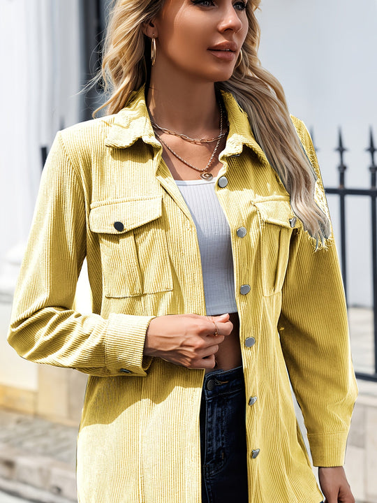EB | Rippjacke mit Knöpfen Polyester Lässig und Funktional
