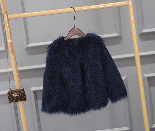 Damen Luxuriöser Kunstpelzjacke mit voluminösem Kragen EB