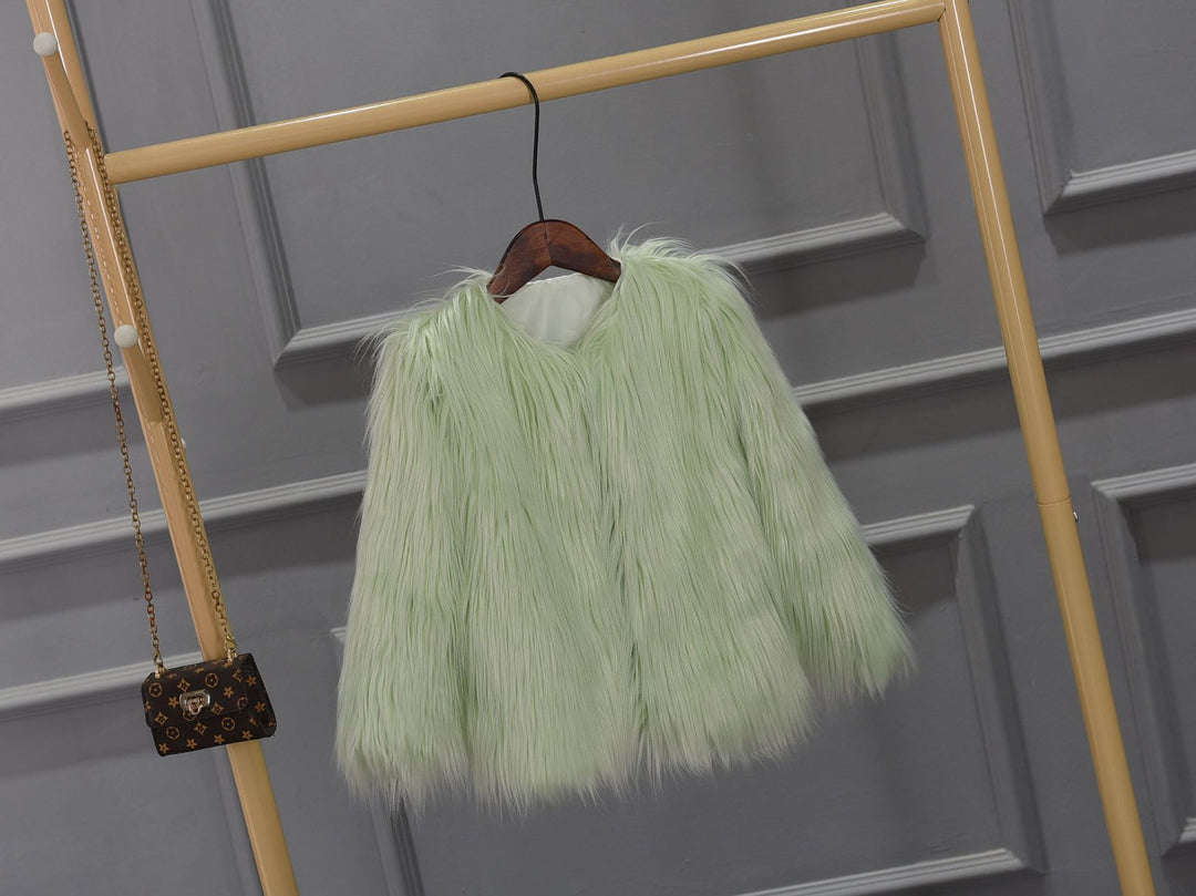 Damen Luxuriöser Kunstpelzjacke mit voluminösem Kragen EB