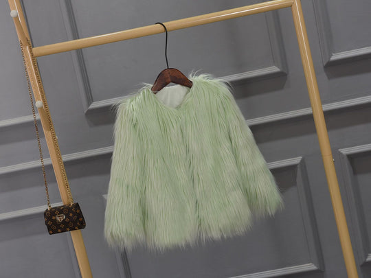 Damen Luxuriöser Kunstpelzjacke mit voluminösem Kragen EB