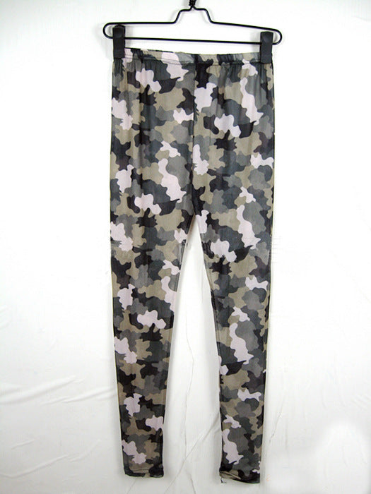 Damen Camouflage-Leggings im modischen High-Waist-Stil EB