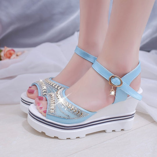 Damen Wedge-Sandalen mit funkelnden Akzenten und rutschfester Sohle EB