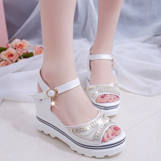 Damen Wedge-Sandalen mit funkelnden Akzenten und rutschfester Sohle EB