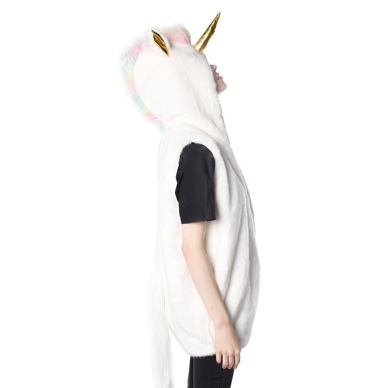 Damen Kuschelige Einhorn-Weste mit Kapuze EB
