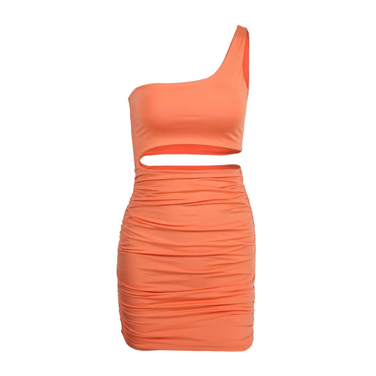 Damen figurbetontes Minikleid mit Cut-Out und asymmetrischem Ausschnitt EB