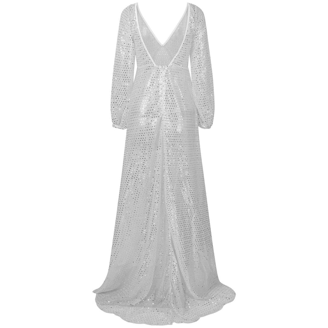 Damen Hochwertiges Abendkleid mit funkelnden Pailletten und transparentem Stoff EB