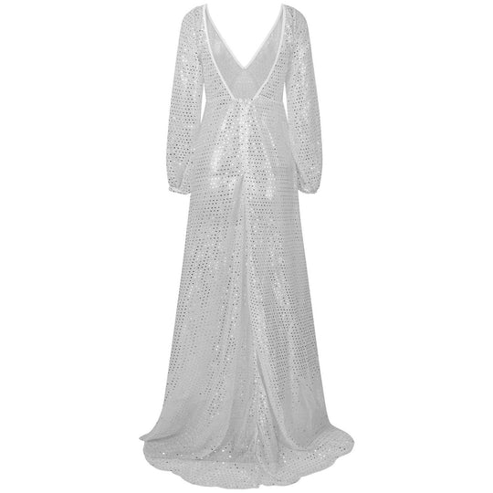 Damen Hochwertiges Abendkleid mit funkelnden Pailletten und transparentem Stoff EB