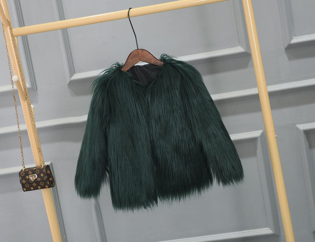 Damen Luxuriöser Kunstpelzjacke mit voluminösem Kragen EB