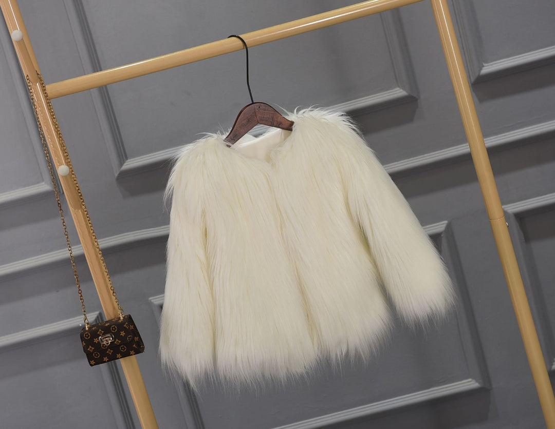 Damen Luxuriöser Kunstpelzjacke mit voluminösem Kragen EB