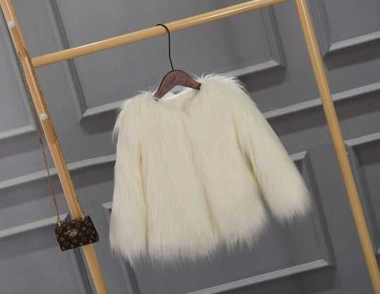 Damen Luxuriöser Kunstpelzjacke mit voluminösem Kragen EB