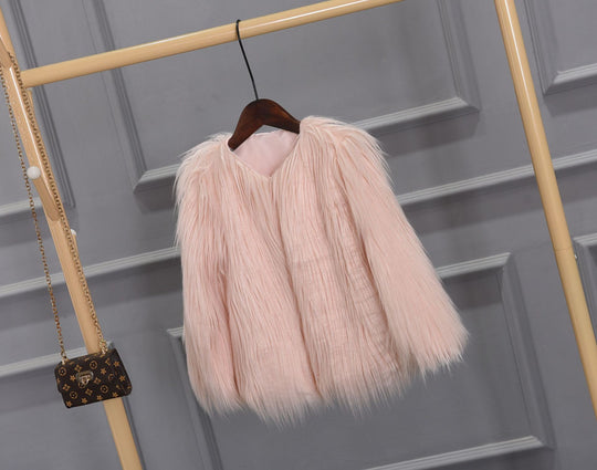 Damen Luxuriöser Kunstpelzjacke mit voluminösem Kragen EB