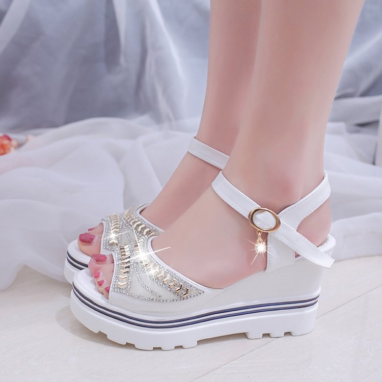Damen Wedge-Sandalen mit funkelnden Akzenten und rutschfester Sohle EB