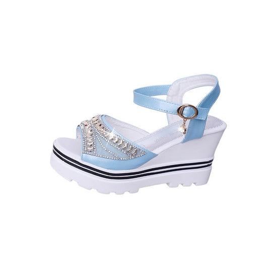 Damen Wedge-Sandalen mit funkelnden Akzenten und rutschfester Sohle EB