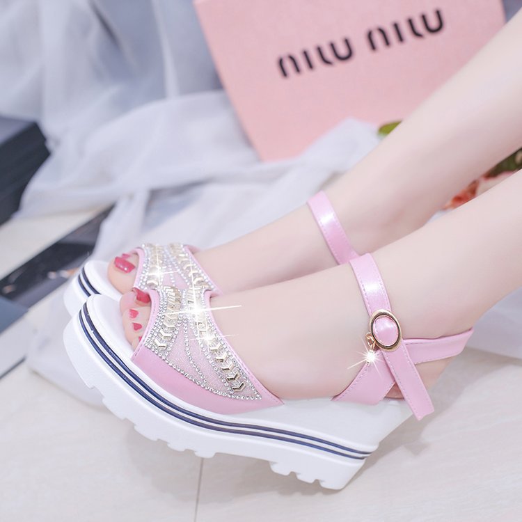 Damen Wedge-Sandalen mit funkelnden Akzenten und rutschfester Sohle EB