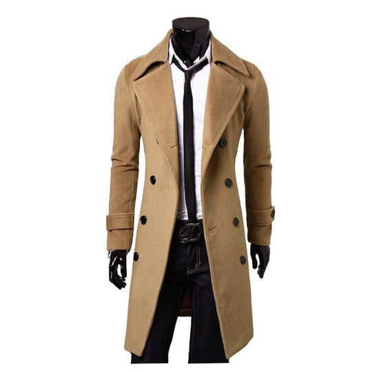 Herren nan eleganter doppelreihiger Mantel mit schmaler Taillierung und breitem Revers EB