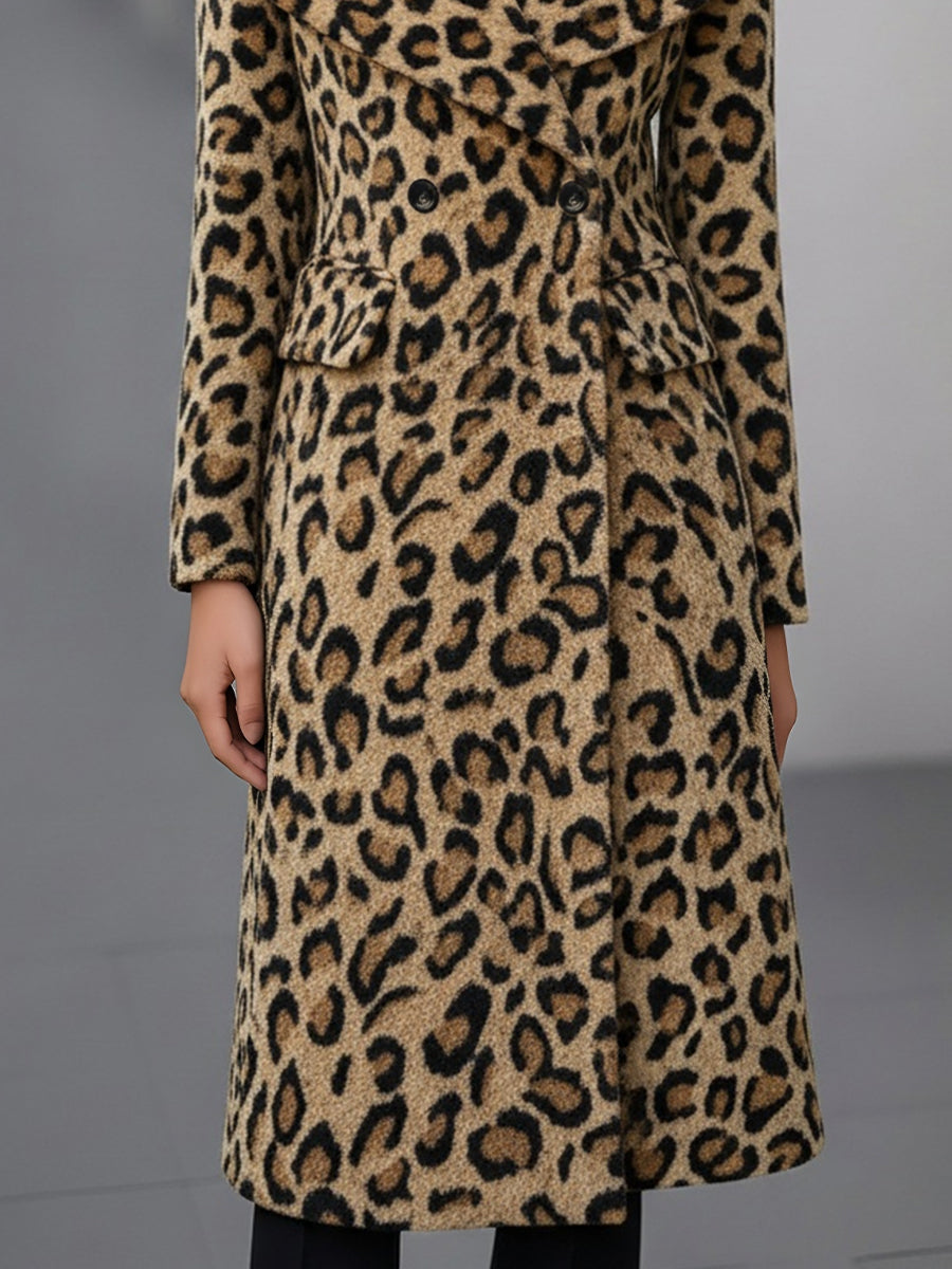EB | Winterjacke mit Leopardenmuster, beidseitig aus Wolle – elegante Auß Jacke für legere und formelle Anlässe