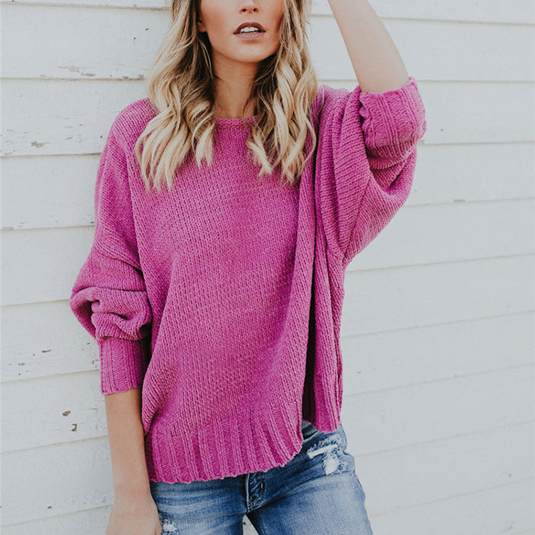 Damen oversized Strickpullover mit lässigen Ärmeln und weichem Material EB