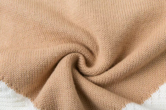 Damen modischer Strickpullover mit stilvollem Farbblockdesign und lässigem Schnitt EB