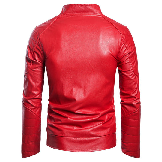 Herren modische Kunstlederjacke mit modernem Steppdesign EB