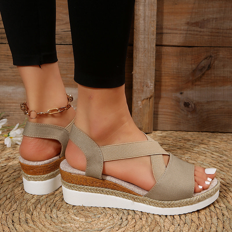 EB | Keilsandalen Kreuzriemen Plateau Gladiator