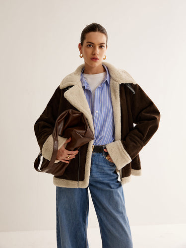 EB | Braune Jacke mit Fleece Futter und Lockerer Passform