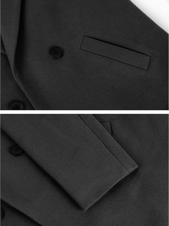 EB | Damen Winter Wollmantel mit spitzem Revers