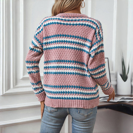 EB | Gestreifter Strickpullover Mit Modernem Stil