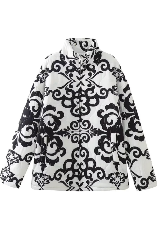 EB | Stehkragen Bedruckte Casual Baumwolljacke