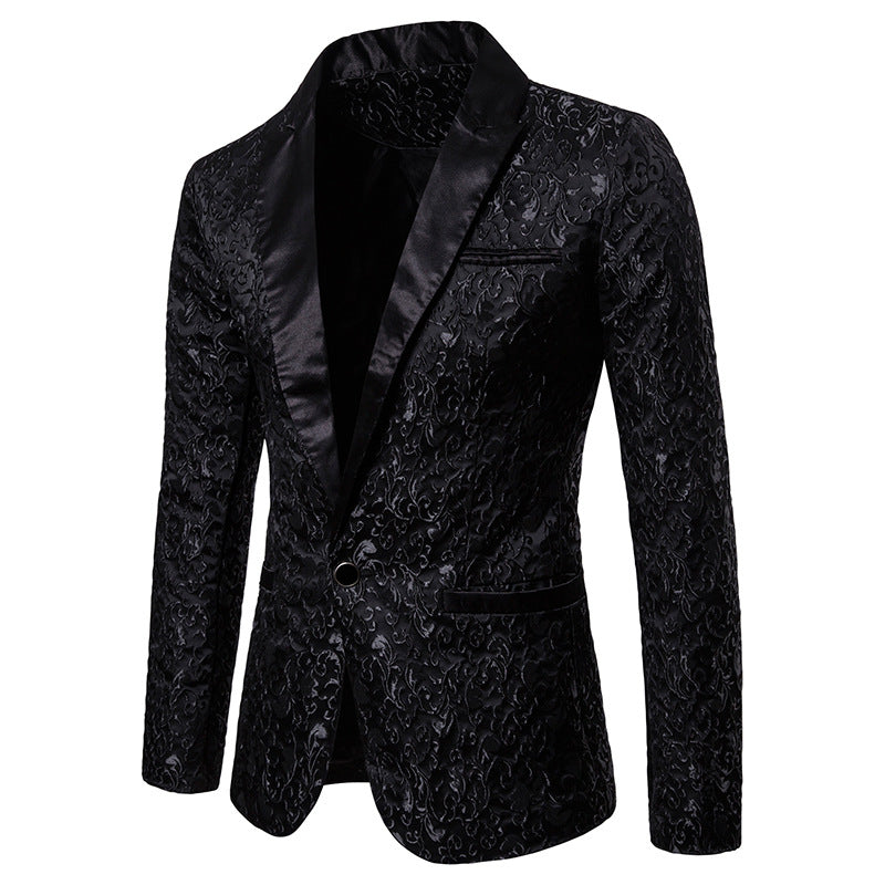 Herren nan ornamentales Smokingsakko mit Satinrevers und brokatstrukturierter Oberfläche EB