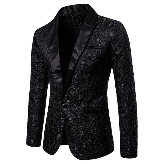 Herren nan ornamentales Smokingsakko mit Satinrevers und brokatstrukturierter Oberfläche EB