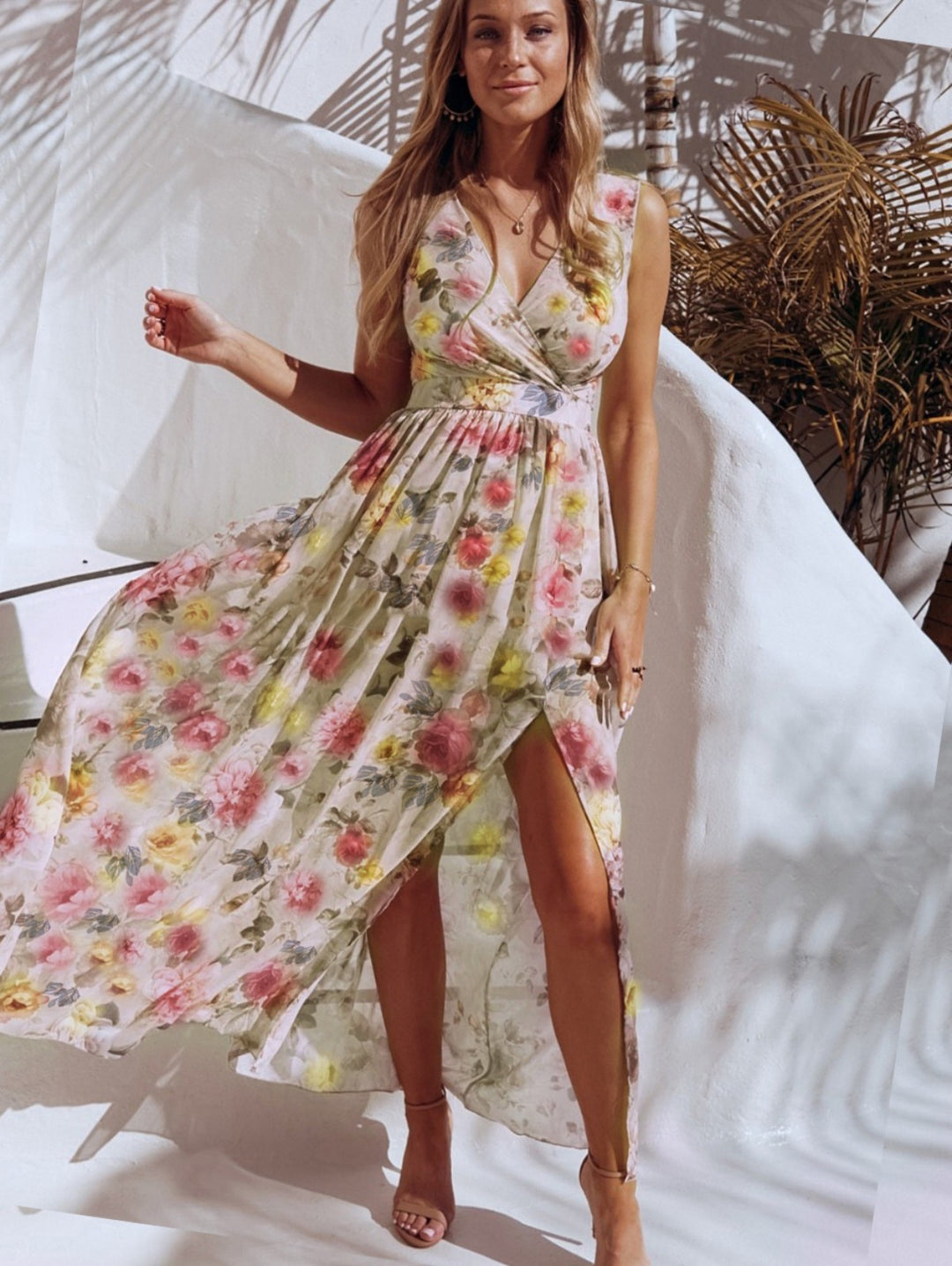 EB | Bedrucktes geteiltes Chiffonkleid