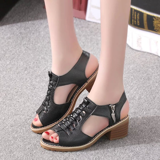 Damen Komfortable Sandalen mit elegantem Riemen-Design und modischem Reißverschluss EB