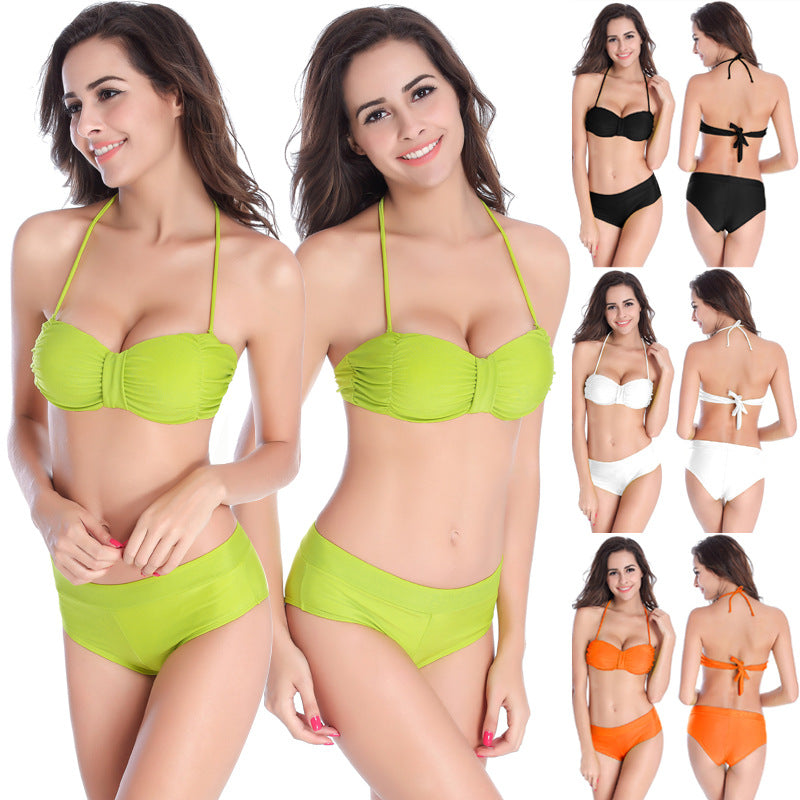 Damen Bandeau-Bikini mit Rüschenoptik EB