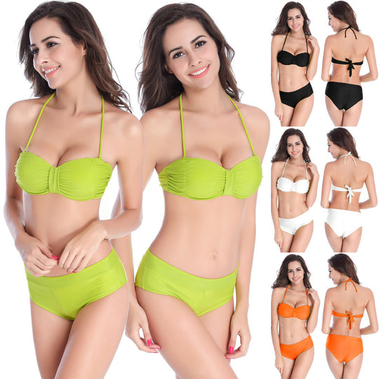 Damen Bandeau-Bikini mit Rüschenoptik EB