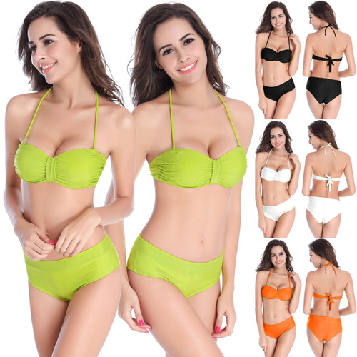 Damen Bandeau-Bikini mit Rüschenoptik EB